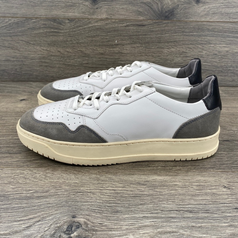 Cream Aero Sneaker Mens White Grey Leather Suede Low Top Platform Shoes Size 8 M